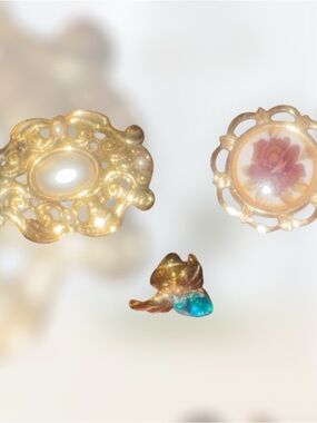 Vintage Elegant Brooch & Angel Pin Set X 3